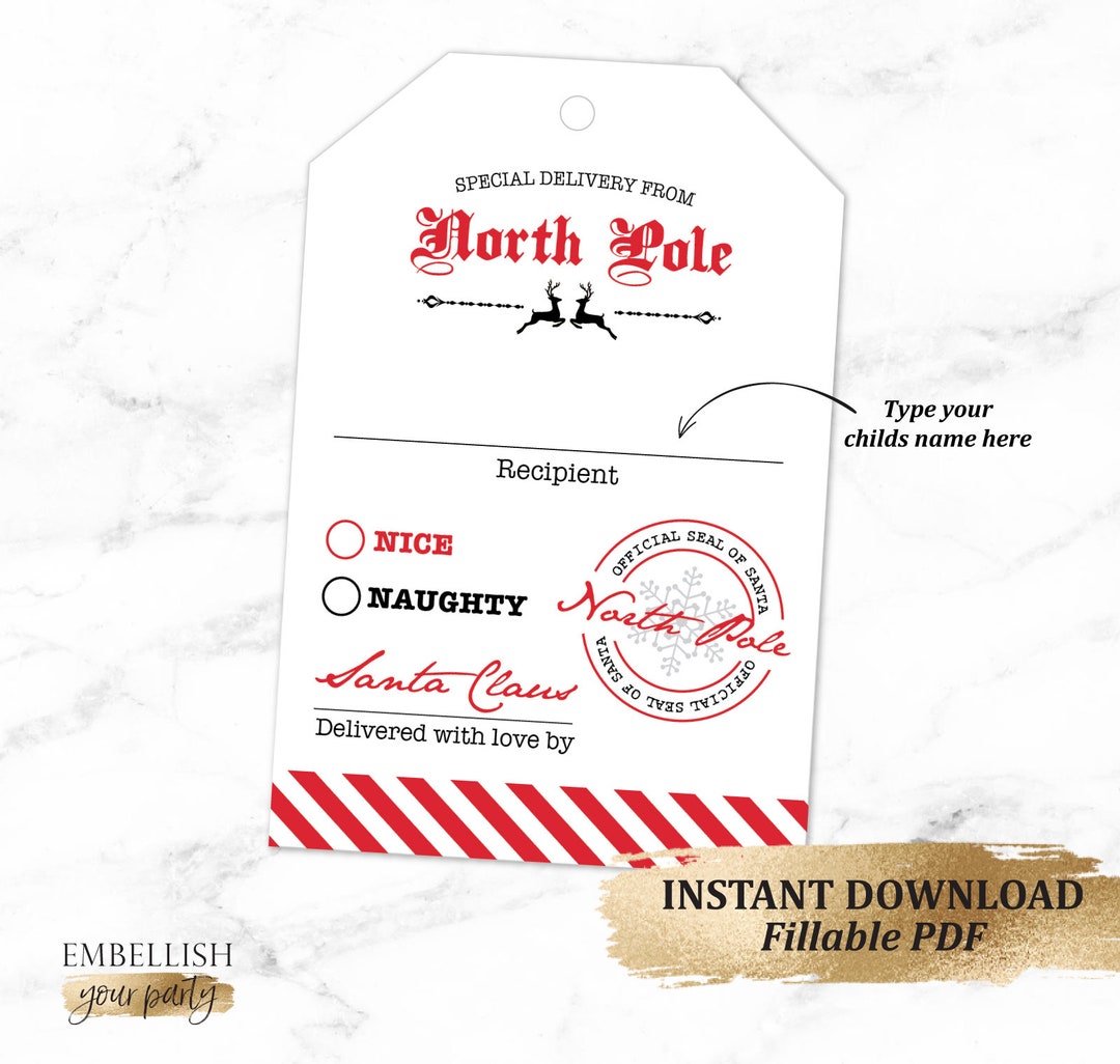 Personalized Santa Gift Tag Printable Santa Gift Tags - Etsy