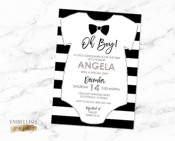 bow tie baby shower invitations