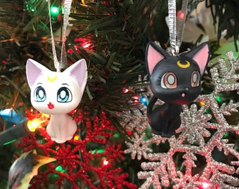 Luna and Artemis Holiday Christmas Ornaments