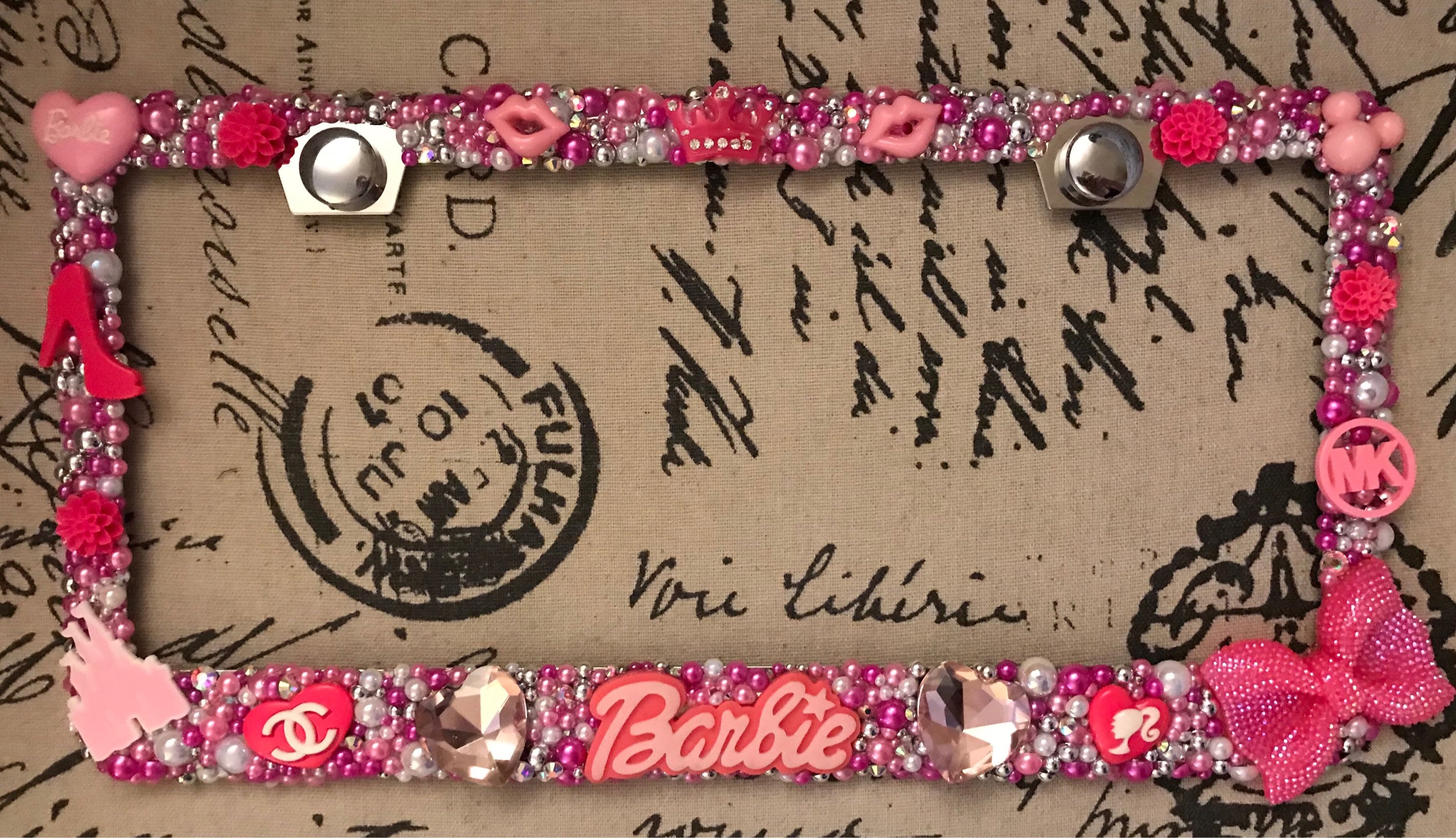Barbie pink license plate frame US | Etsy