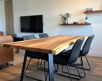 Custom Live Edge Walnut Dining Table - Parota Slab Dine Table - Build To Order