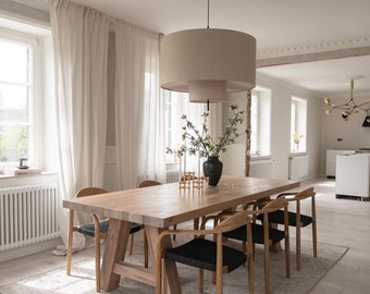 Custom White Oak Dining Table Top with wooden legs