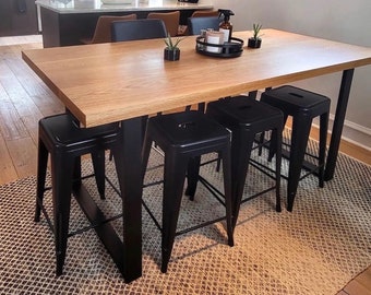 Custom White Oak Counter Table | Steel Legs, Restaurant Style
