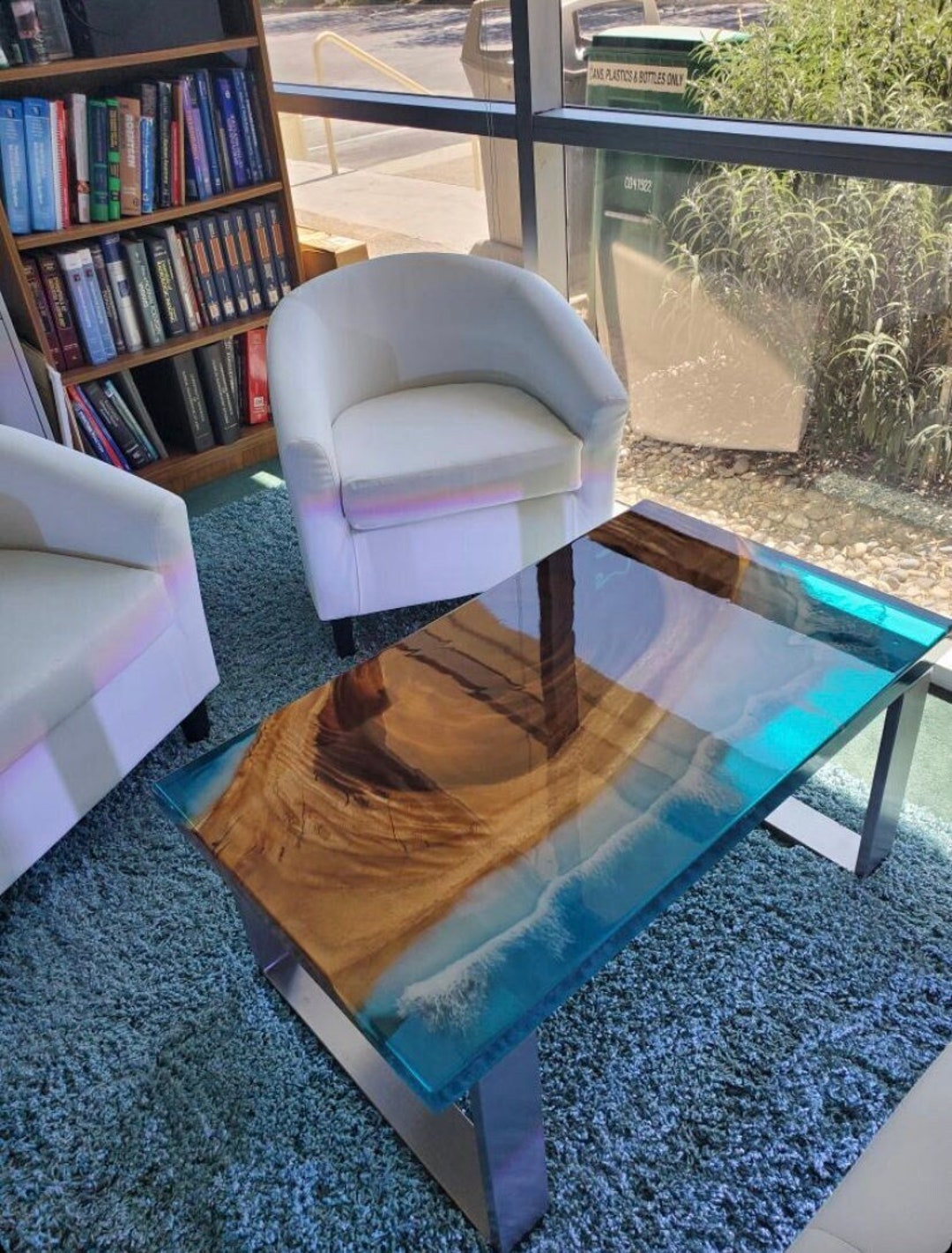 Epoxy Resin Ocean Coffee Table Parota Live Edge Dining Table Available