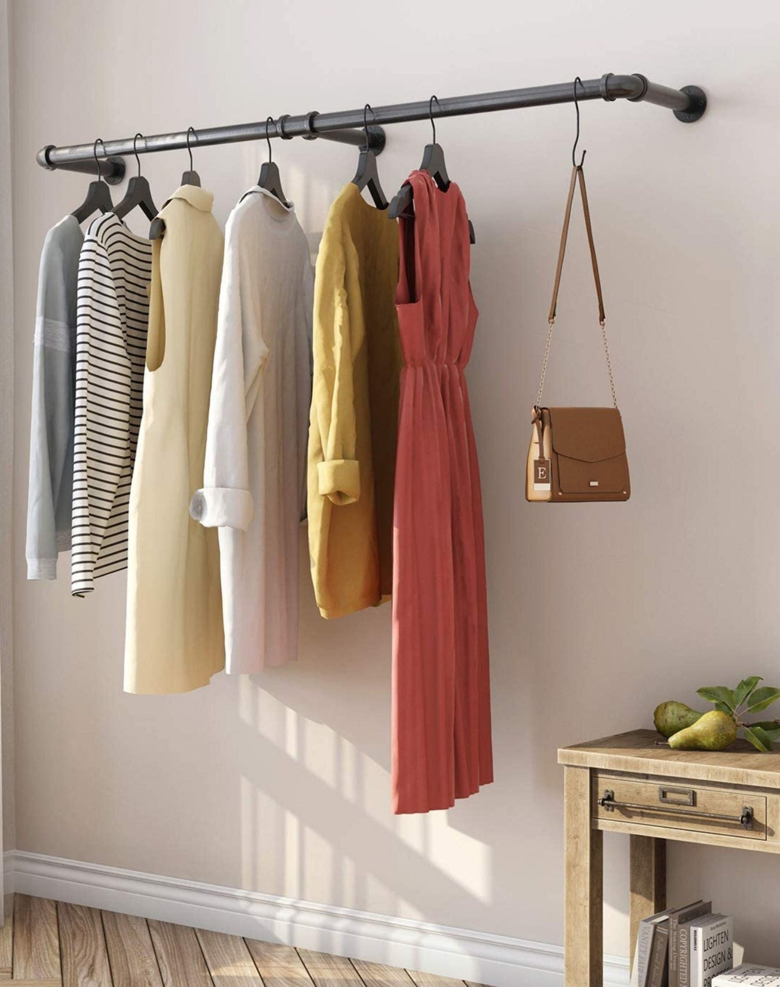 Black Pipe Clothing Rack Heavy Duty Detachable Wall Mounted Etsy