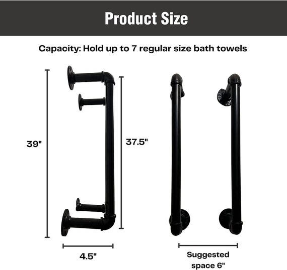 Bath Towel Rack - Black