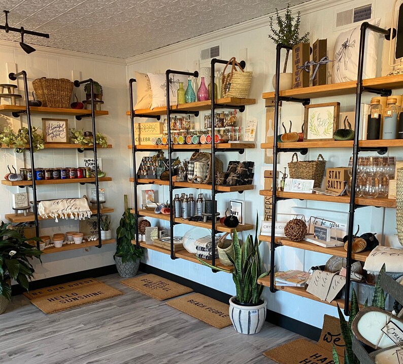 Custom Industrial Pipe Shelf Wall Shelf Bracket With Wood Etsy Canada