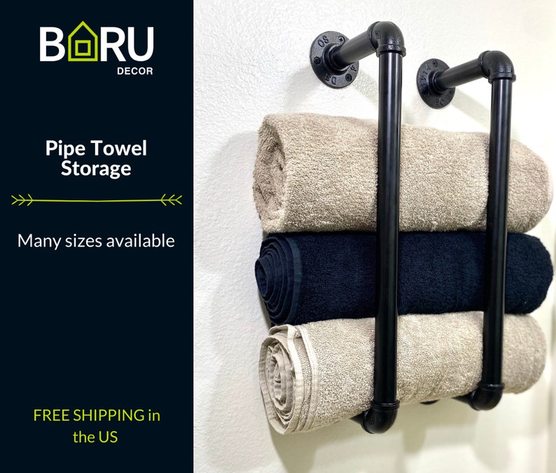 Pipe Towel Rack Industrial Towel Storage Bathroom Towel Etsy