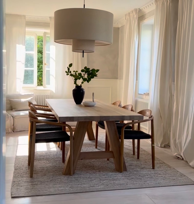 Custom White Oak Dining Table Top With Wooden Legs Etsy