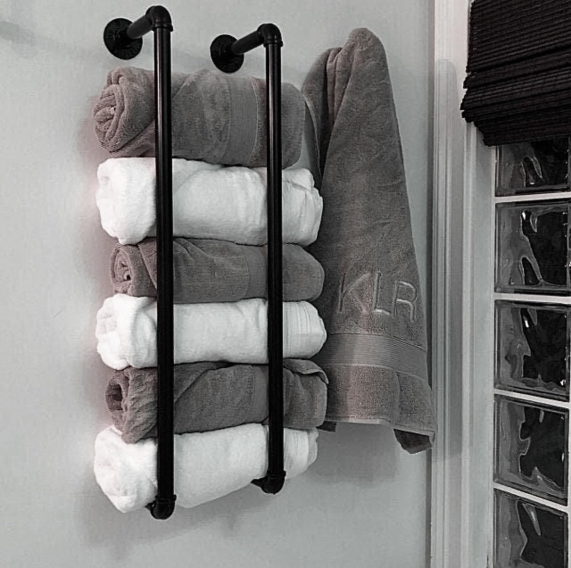 Industrial Pipe Towel Rack, Farmhouse Bathroom Towel Storage