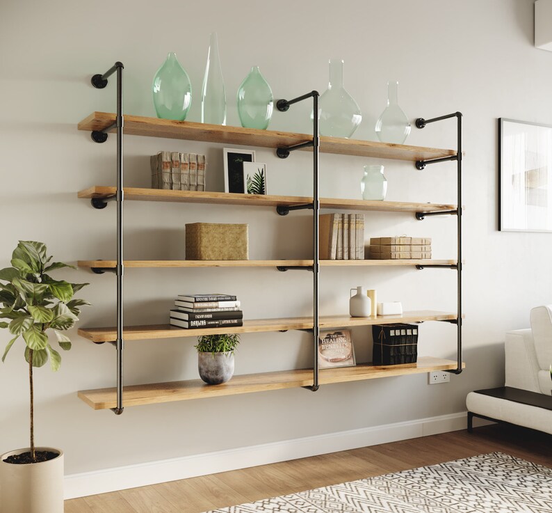 5tiers Industrial Pipe Shelf Brackets Custom Pipe Shelf Etsy