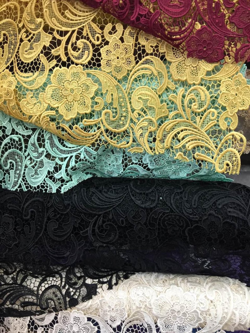 Half Yard and Wholesale Anastasia YELLOW Heavyweight Guipure Lace Fabric by the Yard Style 1004