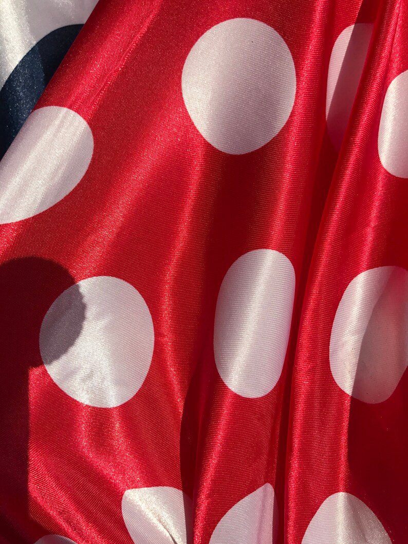 Megan RED /& WHITE Polka Dot Print Pattern Satin Fabric SKU 3005