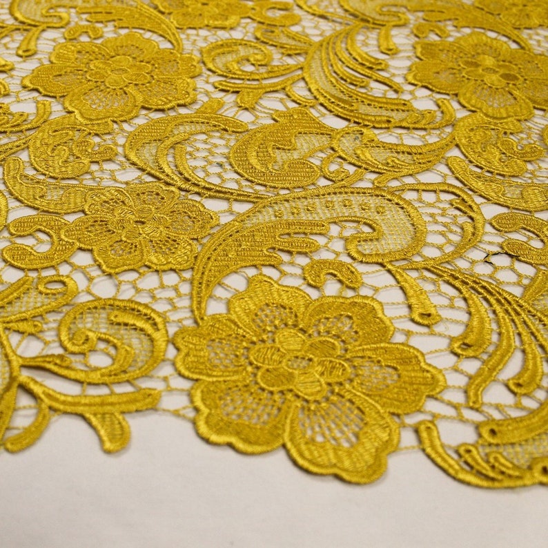 Half Yard and Wholesale Anastasia YELLOW Heavyweight Guipure Lace Fabric by the Yard Style 1004