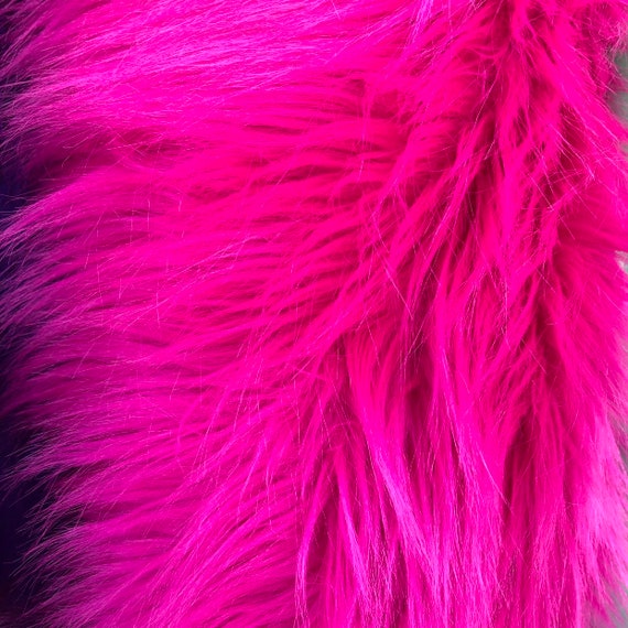 LONG Pile Fun Faux Fur Fabric Material MAGENTA