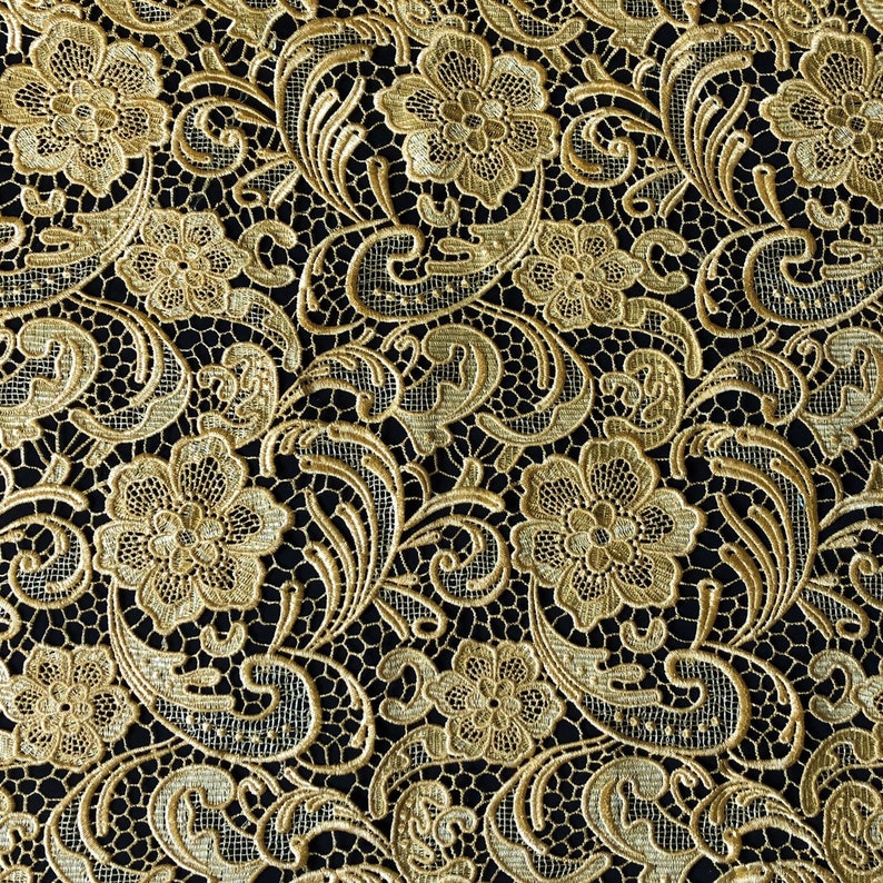 Half Yard and Wholesale Anastasia YELLOW Heavyweight Guipure Lace Fabric by the Yard Style 1004