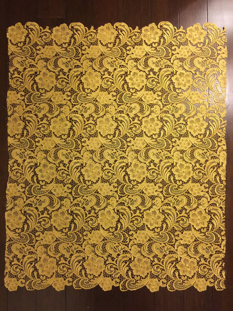 Half Yard and Wholesale Anastasia YELLOW Heavyweight Guipure Lace Fabric by the Yard Style 1004