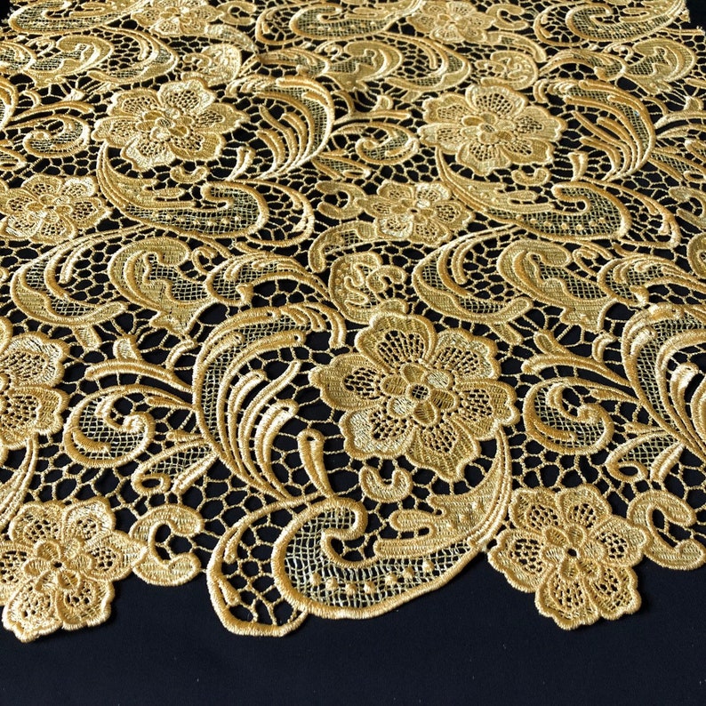 Half Yard and Wholesale Anastasia YELLOW Heavyweight Guipure Lace Fabric by the Yard Style 1004