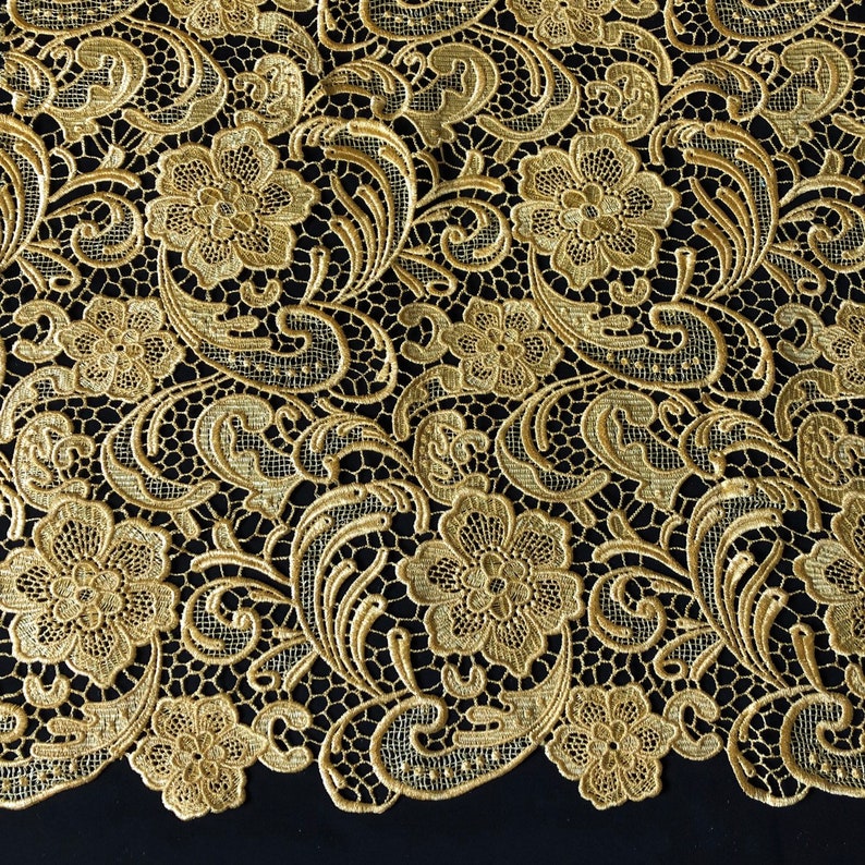 Half Yard and Wholesale Anastasia YELLOW Heavyweight Guipure Lace Fabric by the Yard Style 1004