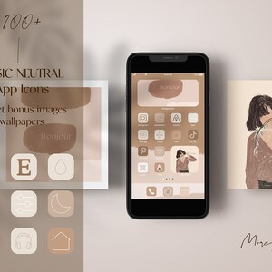 Más de 100 iconos de aplicaciones beige neutros de IOS 14, elementos de diseño de iconos minimalistas, Widgetsmith IOS 14, plantillas de publicaciones de Instagram, portada destacada