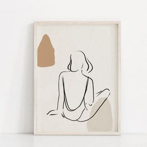 Female Body Wall Art Boho Artwork Single Line Art Line Drawing Woman One Line Art Figure Drawing Print Modern Woman Printable Art