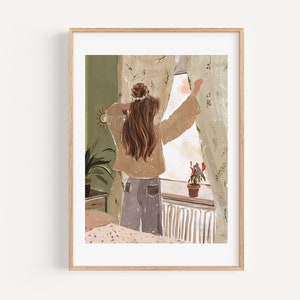 Boho Female Wall Decor Girl Fashion Art Woman Wall Print Feminine Illustration Woman Art Drawing Abstract Feminine Bedroom Fashion Plants