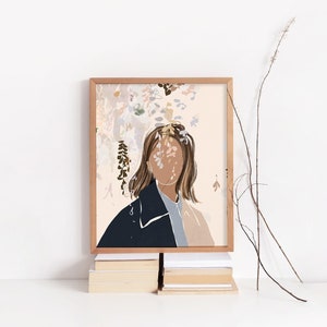 Abstract Female Print Feminine Wall Art Printable Wall Art Woman With Flowers Print Floral Woman Art Print Boho Poster Instant Download
