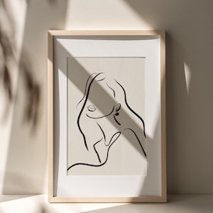 Female Face Line Art Neutral Decor Minimal Line Art Woman Print Woman Portrait Line Drawing Poster Modern Face Sketch Printable Trending Now
