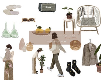 Ikony wyróżnienia historii na Instagramie Сartreuse, Slow Living Fashion Girl Planner Clipart Png Graphic
