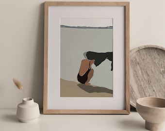 Seaside Women Prints Instant Download, Abstract Print, Abstract Wall Art Printable, Minimalist Printable Poster, Neutral, Moreartsdesign