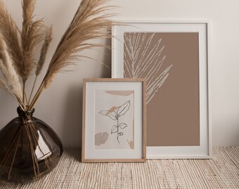 Abstract Botanical Line Art Instant Download, Printable Wall Art Neutral, Master Bedroom Wall Decor