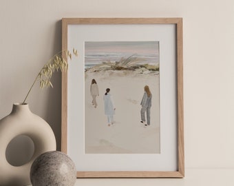 Seaside Women Prints Instant Download, Art mural moderne imprimable, Affiche imprimable minimaliste, Neutre, Moreartsdesign