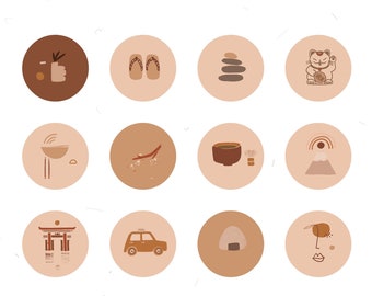 Instagram Story Highlights Covers Japan Media Kit, Hand Drawn Instagram Story Icons, Social Media Icons