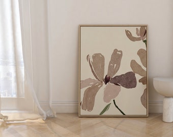 Botanical Art Print Neutral Minimal Flower Art Boho Minimalist Printable Wall Art Flower Illustration Neutral Tones Feminine Poster