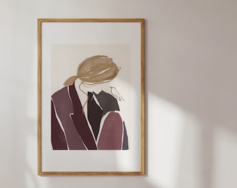 Abstract People Art, Modern Abstract Art, Abstract Wall Art, Minimalist Print, Living Room Wall Art, Wall Decor, Neutral Gallery Wall