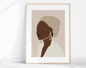 African American Wall Art Black Woman Boho Artwork Abstract Face Above Bed Decor Faceless Portrait Abstract Figure Feminist Poster
