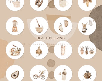 Watercolor Neutral Healthy Organic Instagram Story Highlight Icons Boho Lifestyle Highlight Covers Png Modern Clipart Blog Branding Kit