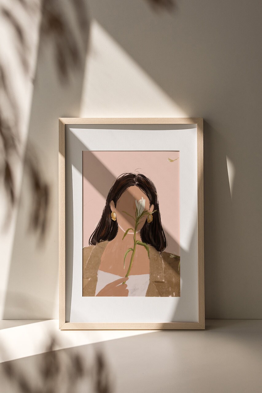 Abstract Face Feminine Printable Wall Art Above Bed Decor INSTANT ...