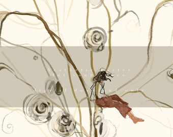 Minimal Figurative Wall Art | Abstract Nature Illustration | Small Figure in Space | Modern Neutral Aesthetic Poster | Digital Download