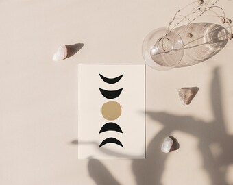 Abstrakte Mond Phasen druckbare Wandkunst, Boho Dekor Instant Download minimalistische moderne Malerei, DigitalDruck neutrale Wandkunst