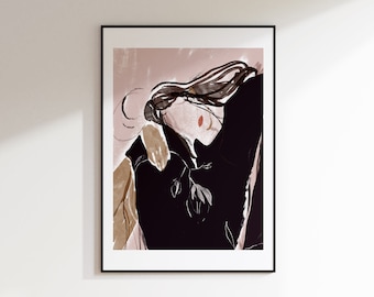 Abstract Figurative Artwork, Printable Wall Art, Abstract Woman Botanical Print, Modern Contemporary Decor, Flower Art Poster