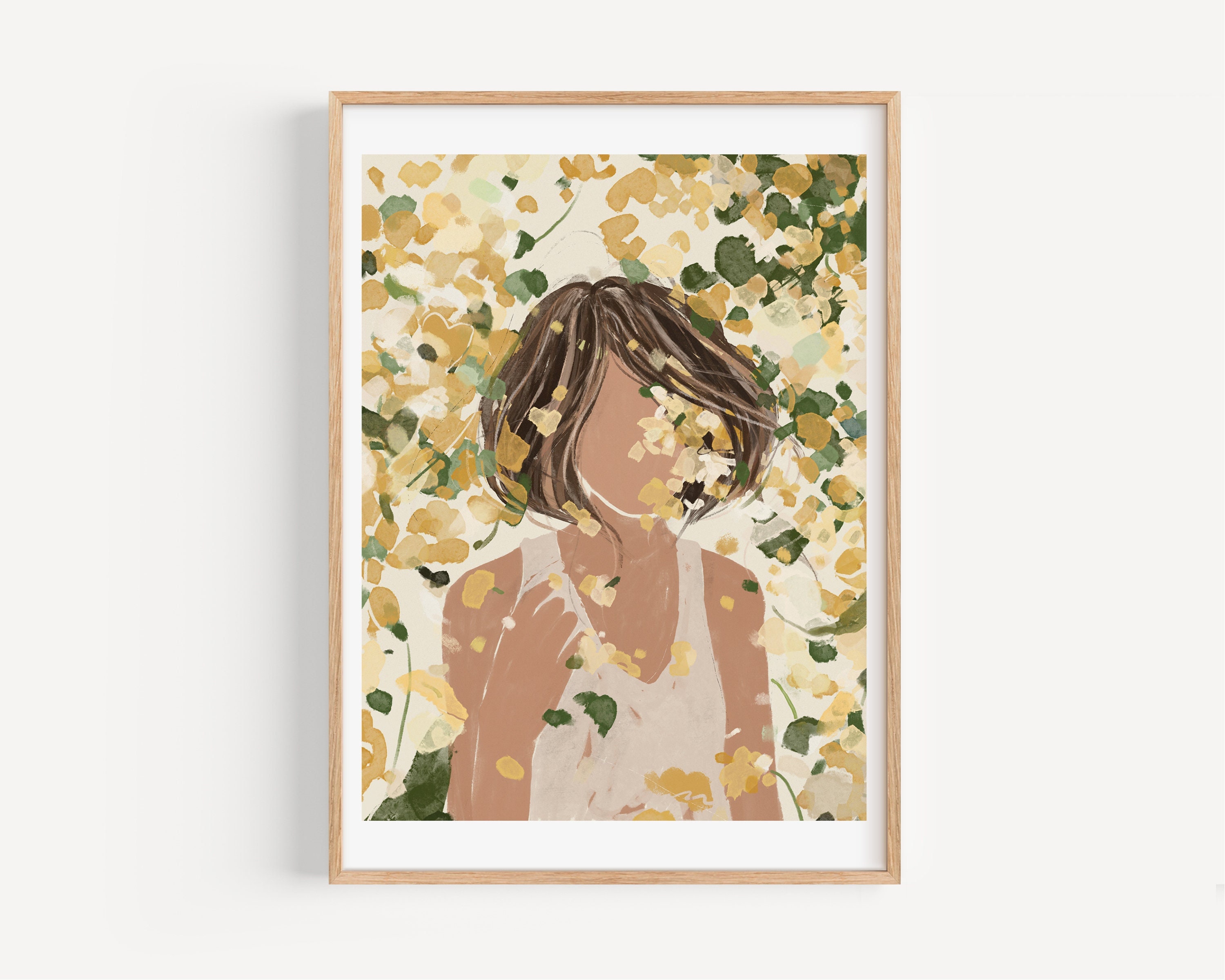 Minimal Flower Feminine Wall Art Print Above Bed Art Natural Hair Art ...
