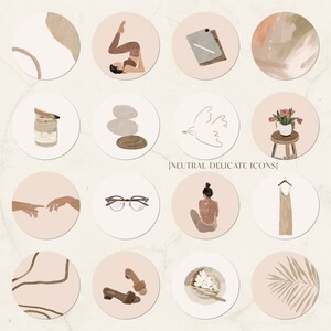 Boho Neutral Modern Clipart Self Care Abstrakte Frau Instagram Geschichte Highlight Beige Influencer Social Media Icons für Instagram Blogger