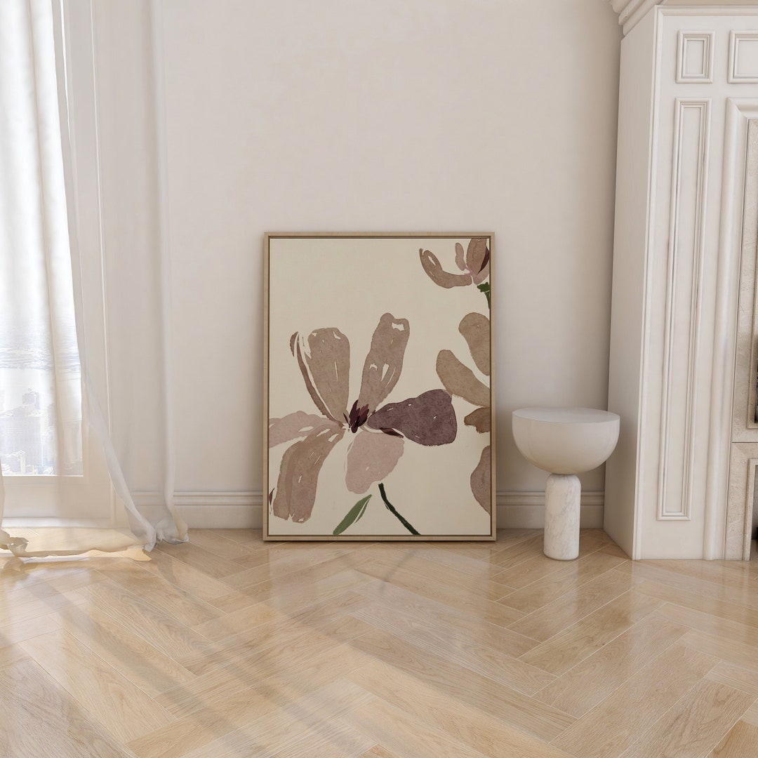 Botanical Art Print Neutral Minimal Flower Art Boho Minimalist ...