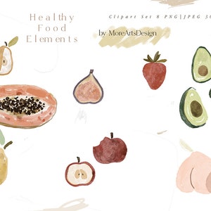Süße gesunde Obst Vegan Art Instant Download, Sommer digitale Clipart, Highlight Cover für Instagram