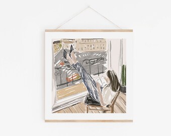 Hand Drawn Abstract Feminine Illustration Modern Wall Decor Above Bed Art Feminist Print Trending Now Fashion Poster Natural Hair Art