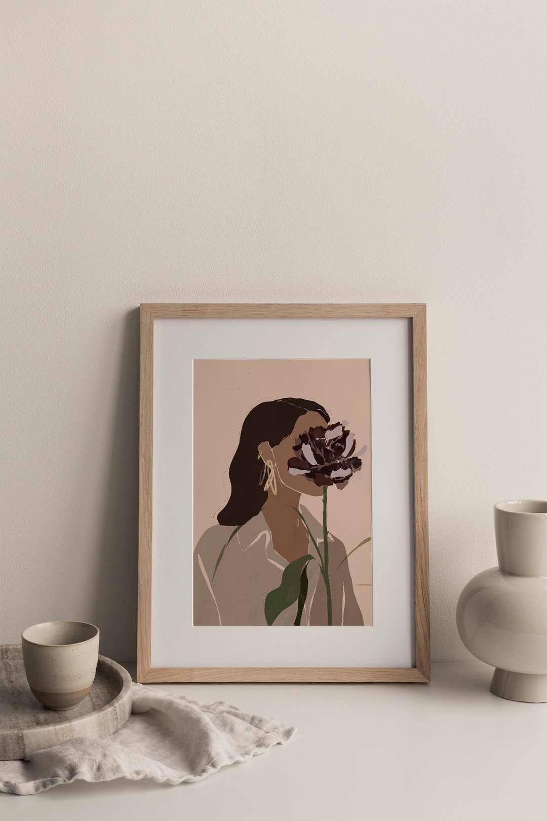 Boho Woman Art Abstract Printable Woman Wall Art Plant Lady Print Boho ...