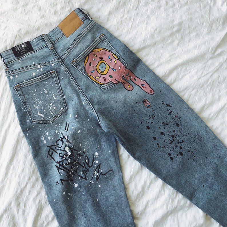 Personalized Hand Painted Custom Jeans 