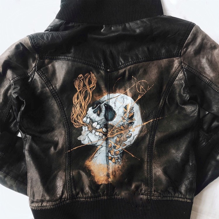 custom hand painted leather jacket