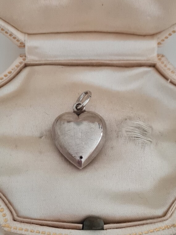 Antique Georgian Sterling Silver Paste Heart Pend… - image 2
